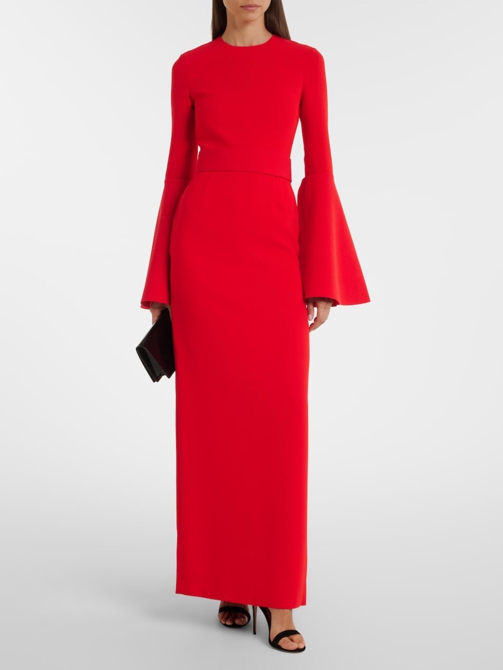 NEW Solace London Theia Red Bell-Sleeve Belted Maxi Dress, evening gown